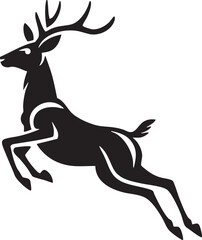 Stylized leaping deer with antlers in silhouette