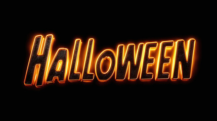 3D "Halloween" title lettering with glowing orange effect, isolated on transparent background 