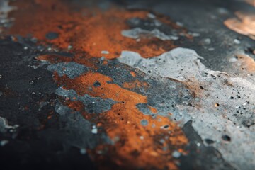Smart paint embedded with nano-particles, rust orange and slate gray, environmental tech style 