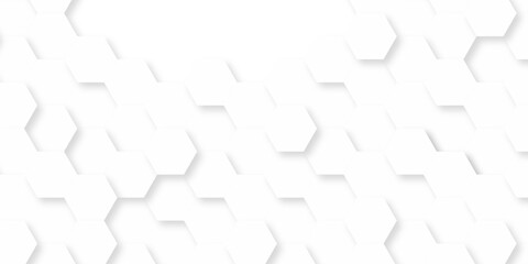 Obraz premium White grid science structure hexagonal paper texture. vector abstract grid tile seamless hexagon wall creative metal web business wallpaper texture background. 