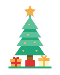 Stylized christmas tree with presents and star
