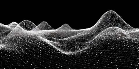 Abstract Digital Waveform with Glowing Points in Black Background
