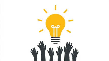 Lightbulb with hands icon symbolizing social innovation, collaborative ideas, creative problem-solving, teamwork, community solutions, innovative thinking, and modern approaches to social impact and p