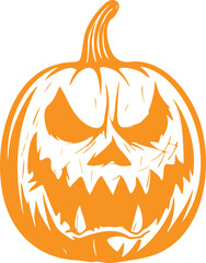 Scary jack-o'-lantern face with sharp teeth, spooky vibe