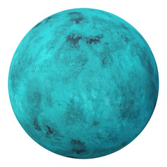 Fictional green planet isolated transparent background 3d rendering
