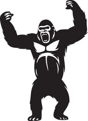 Angry gorilla roaring with fists raised, bold pose