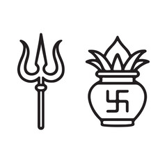 Black and white Trident vector art design