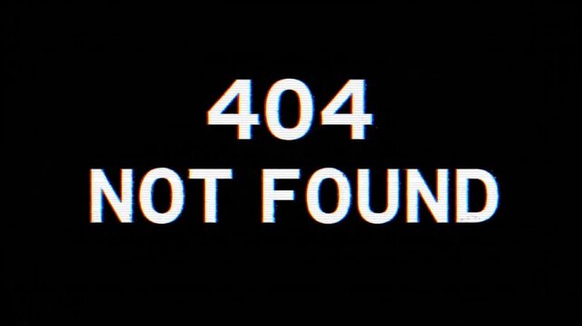 Digital Glitch Style Error 404 Page Not Found Abstract Background