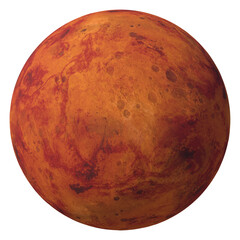 Fictional red planet isolated transparent background 3d rendering
