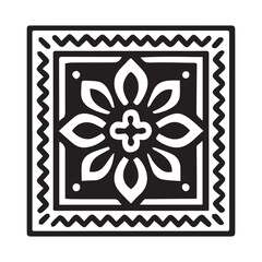 Abstract floral ornament stamp with a vintage postmark, perfect for a decorative postal collection