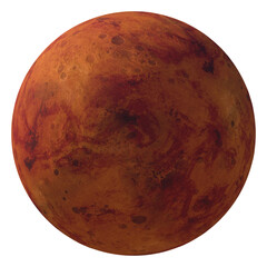 Fictional red planet isolated transparent background 3d rendering

