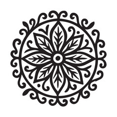 Elegant vintage round lace ornament with a floral mandala pattern and a decorative border