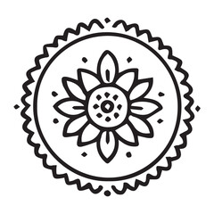Round ornamental mandala flower pattern on a black background vector