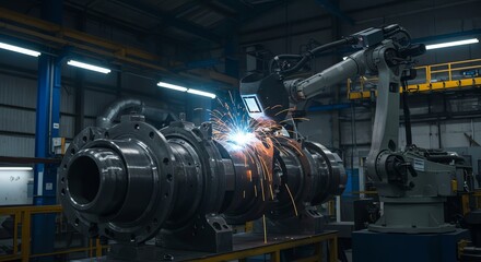 Robotic Welding Arm Creates Sparking Precision in Factory Setting