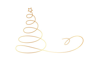 Christmas tree continuous one line drawing vector illustration. Winter holiday minimal hand drawing. Festive design, print, poster, postcard, Christmas, New Year greeting card.vector illustration eps 