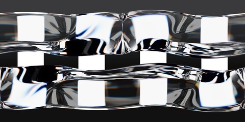 Abstract HDRI render studio in 360 view with glossy black surfaces and vertical white lights. Great for 3D visualization and lighting environments. © barbarazm