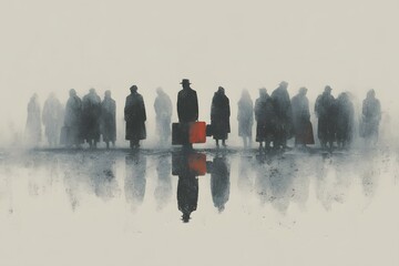 Exile paints a lone ship adrift perfect for banners on immigration and history.