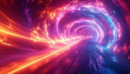 Cosmic Tunnel A Journey Through Vibrant Energy in a Universe of Light and Color