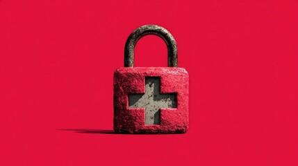 &ldquo;Medical cross with lock symbol representing restricted healthcare access, data security, medical privacy, and protection of patient information in modern digital health systems and secure services.&rdquo;