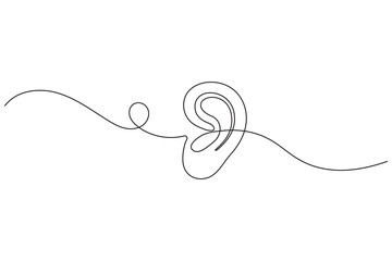 Obraz premium Ears icon continuous one line drawing minimalist style isolate outline vector illustration 