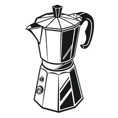 Isolated black and white Moka pot offers simplified and stylish monochrome aesthetic for brewing