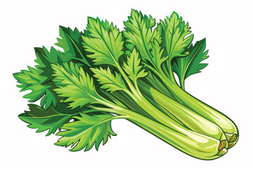 Two vibrant bunches of celery rest closely, showcasing fresh, green stalks and verdant leaves