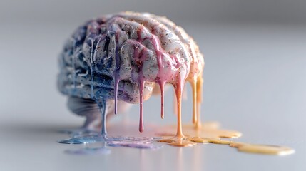 &ldquo;Melting brain illustration representing mental burnout, workplace stress, and emotional exhaustion, highlighting mental health awareness, overwork culture, and the importance of psychological balance