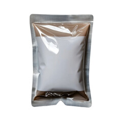 Blank foil pouch packaging for snacks, medical products, or spices, isolated on white background for various uses transparent background