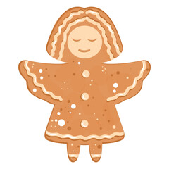 Angel Gingerbread Cookie, Iced Angel Biscuit, Angel Biscuit Illustration
