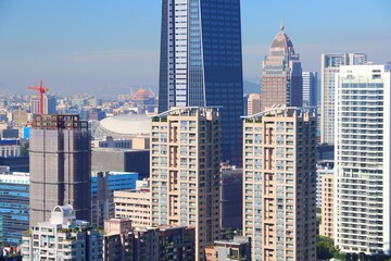 Obraz premium Taipei City view with Xinyi district. Taipei, Taiwan.