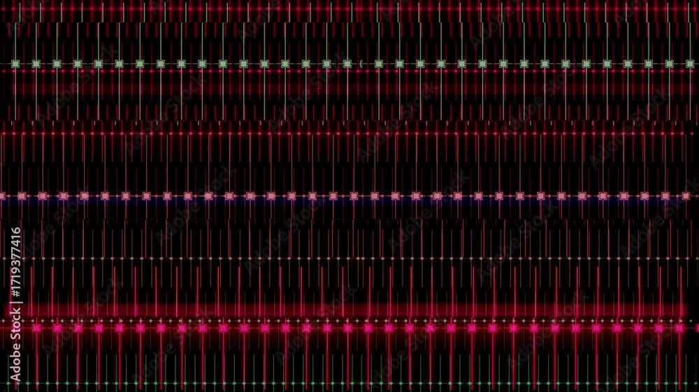 Poster a grid of red, pink, and white lights pulses and strobes in a seamless loop. retro-style vj backgrou