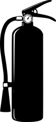 black and white silhouette of a fire extinguisher vector on a white background