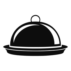 Isolated black serving dome presents classic elegance for culinary presentations