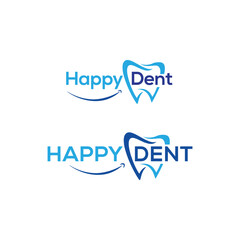 Happy dent logo for dental clinic and dentistry