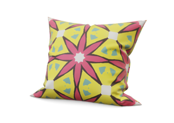 Colorful pillows on white background soft comfortable home decor cushions for bed and sofa