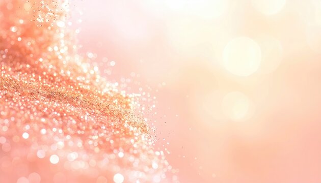 Delicate, shimmering, rose gold glitter cascade. Soft, pastel background - Powered by Adobe