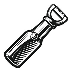 Isolated retro can opener with black detail lines shown on white background