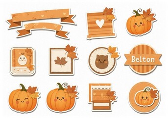 Cute autumn fall themed stickers and embellishments for crafts and decor