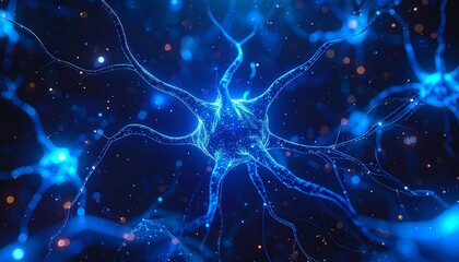 Detailed illustration of a neuron cell network with intricate connections and synapses