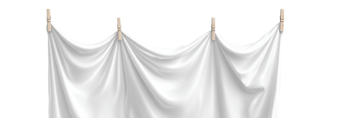 White cloth draped over clothes pins