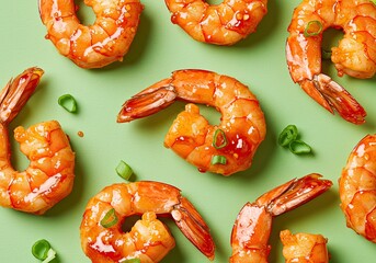 Spicy Sriracha Shrimp on Bold Red Background 