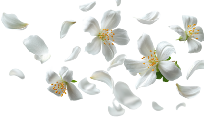 White flowers and petals scattered