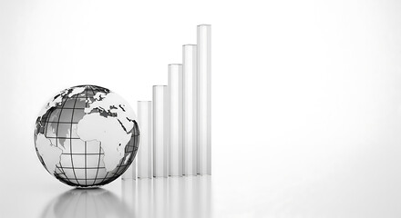 see through Global shape and transparant  Growth Chart Showing Upward Trend,  copy space