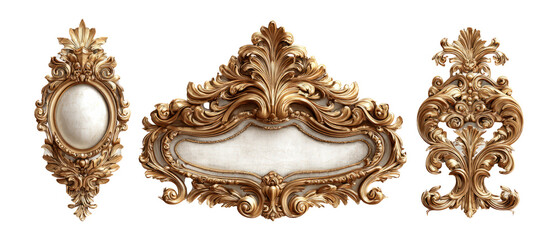 Ornate Vintage Frame Set with Intricate Design on Transparent Background