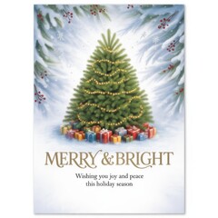Merry & Bright Christmas Tree with Gifts and Snowflakes