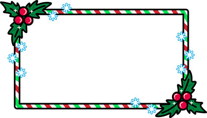 Festive Christmas Frame with Holly and Candy Cane Decoration