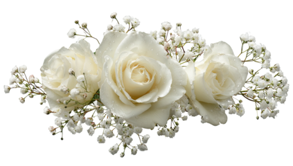 Delicate white roses and tiny flowers