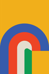 Abstract trendy bauhaus shapes mid century