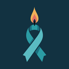 Obraz premium Candle Flame Ribbon Scleroderma Awareness Poster