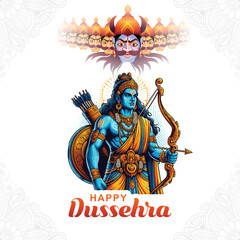 Dussehra Festival Vector – Ravana Dahan, Lord Rama Victory and Vijayadashami Hindu Celebration Artwork